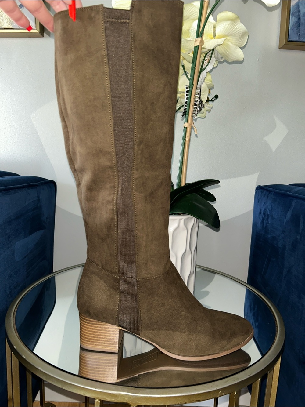 Style & Co. Brown Suede Over-the-Knee Block Heel Boots